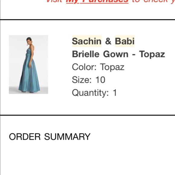 Sachin & Babi Brielle belted gown- topaz size 10 - Picture 2 of 4